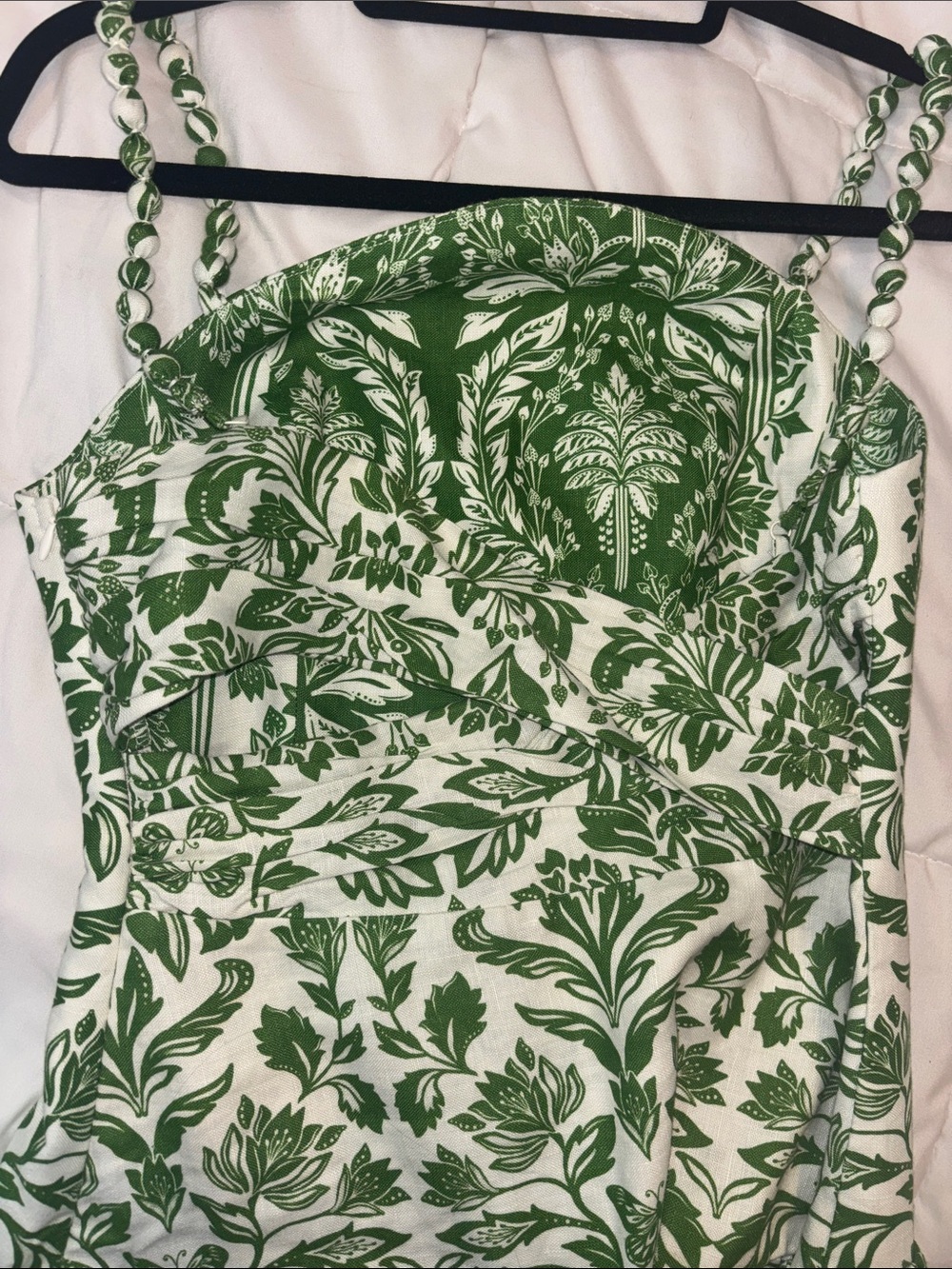Farm Rio Green Floral Delhi Tapestry Beaded Straps Midi Dress - Picture 4 of 5